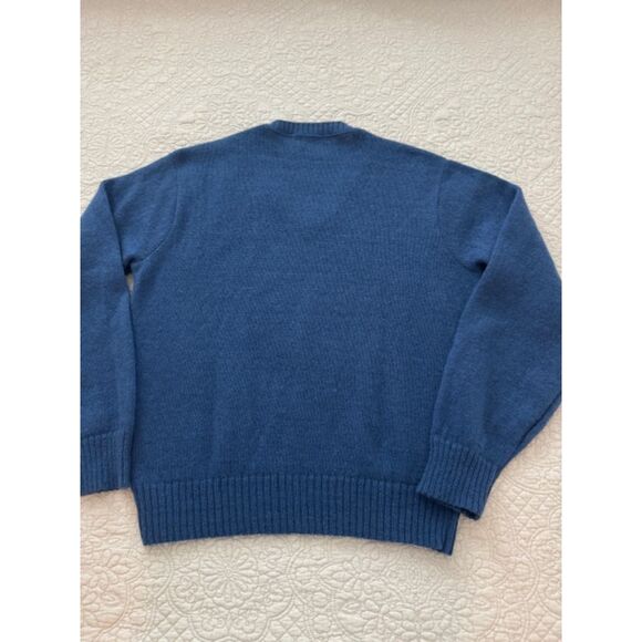 NWOT Puritan Shetland Wool V-neck sweater, blue, XL, made in USA. - Picture 2 of 6